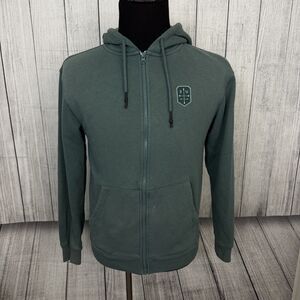 Airwalk Men's Small Green Skull Mushroom Full Zip Hooded Sweatshirt Hoodie